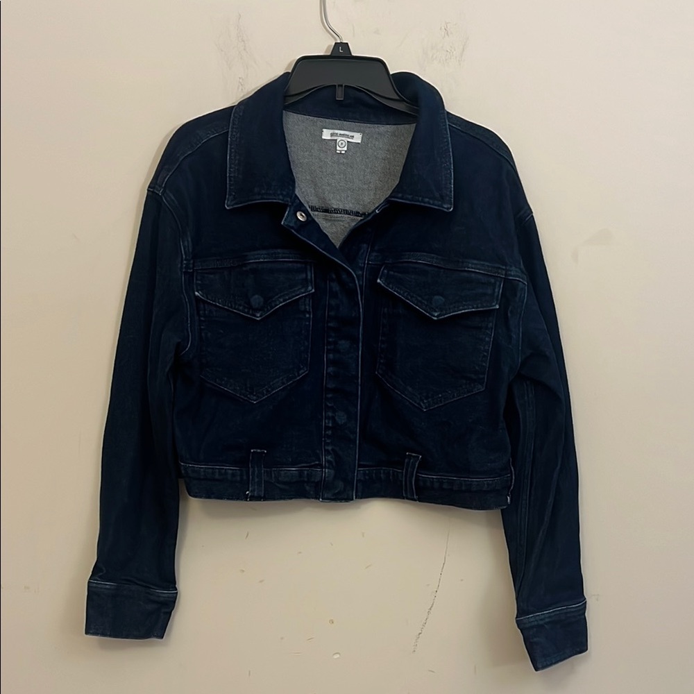 Good American Dark Wash Cropped Denim Jacket Size 3